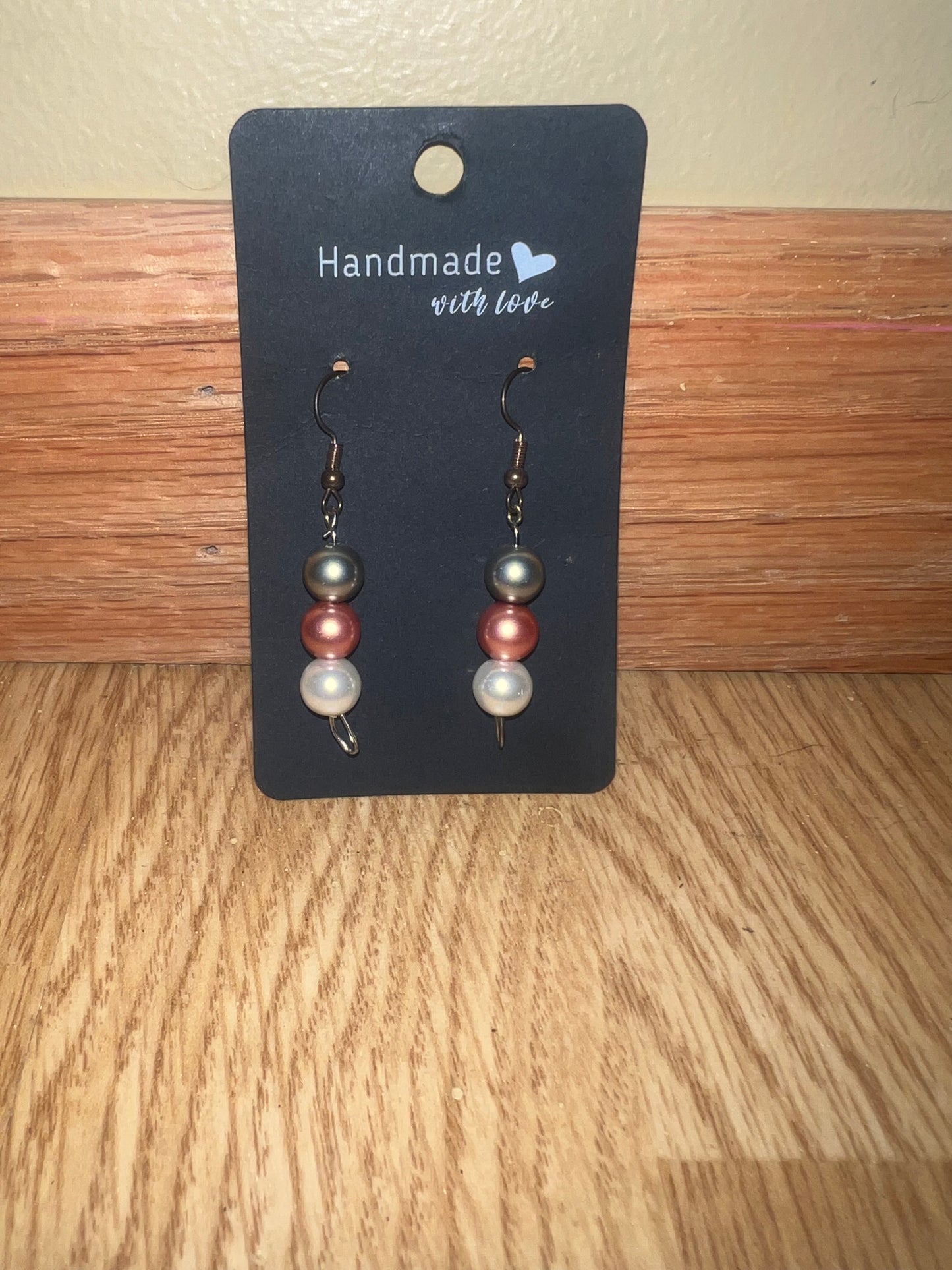 Silver white and rose gold earrings